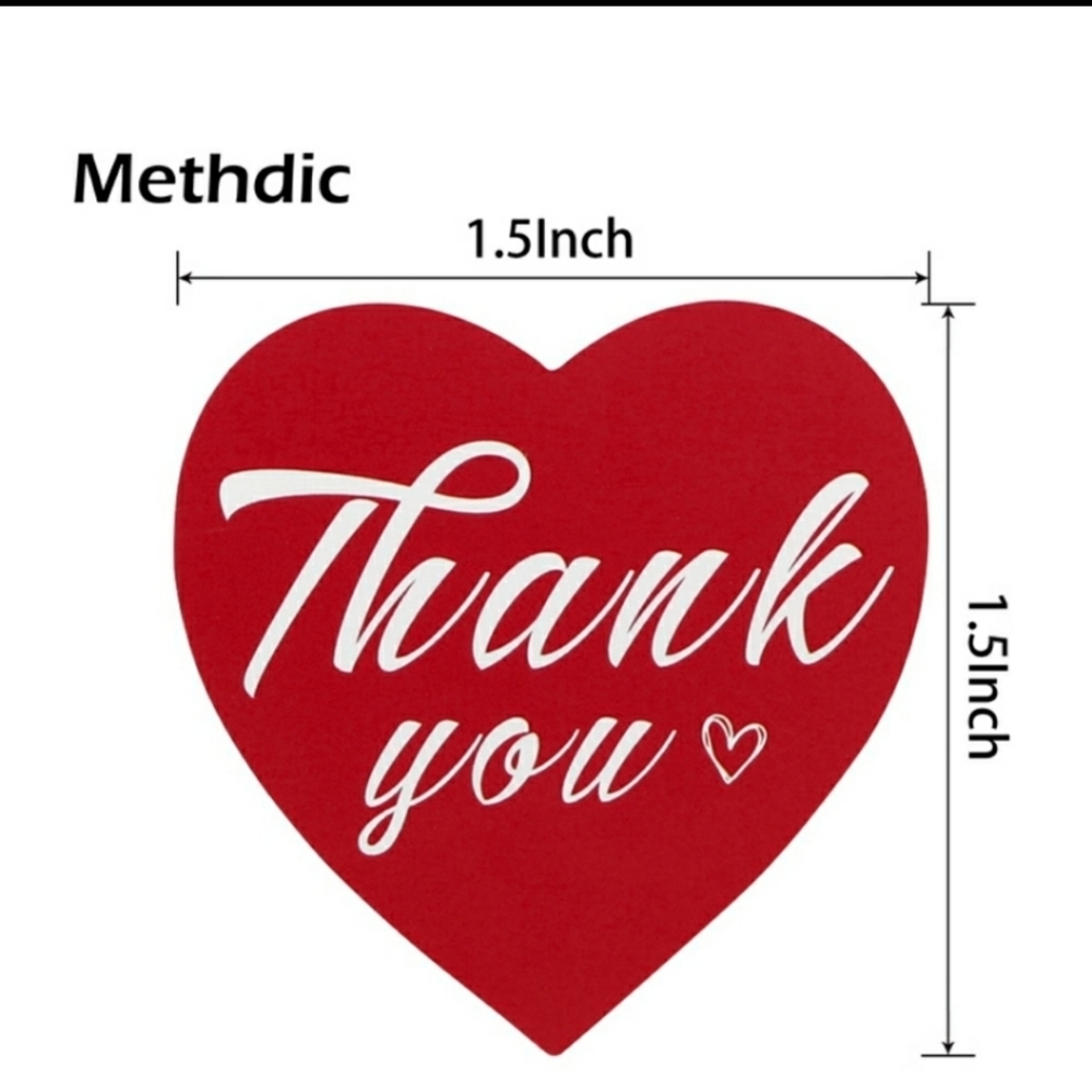 Red Thank you Sticker 500PC - Picture 2 of 4